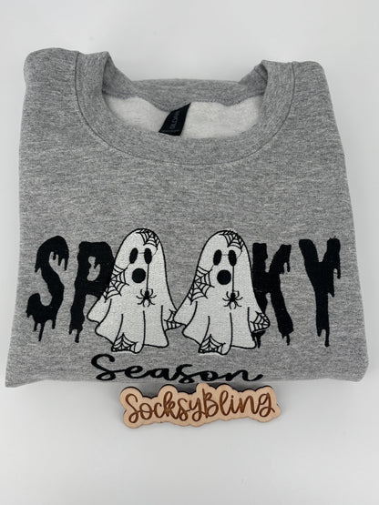Spooky Season Ghost Embroidered Crewneck| Glow In The Dark