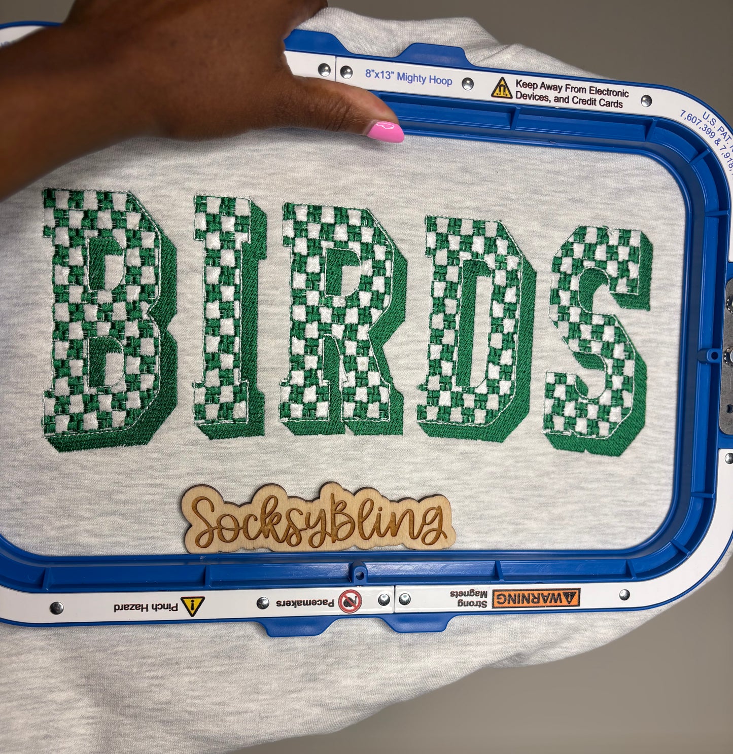 Embroidered Checkered Birds Sweatshirt
