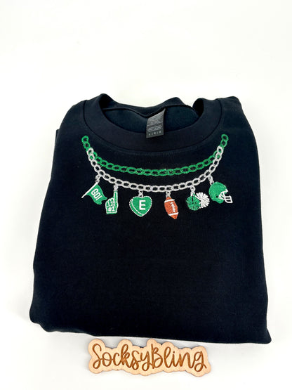 Embroidered Gameday Metallic Necklace/Chain Eagles Charm Sweatshirt
