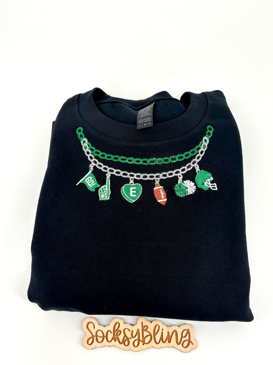 Embroidered Gameday Metallic Necklace/Chain Eagles Charm Sweatshirt
