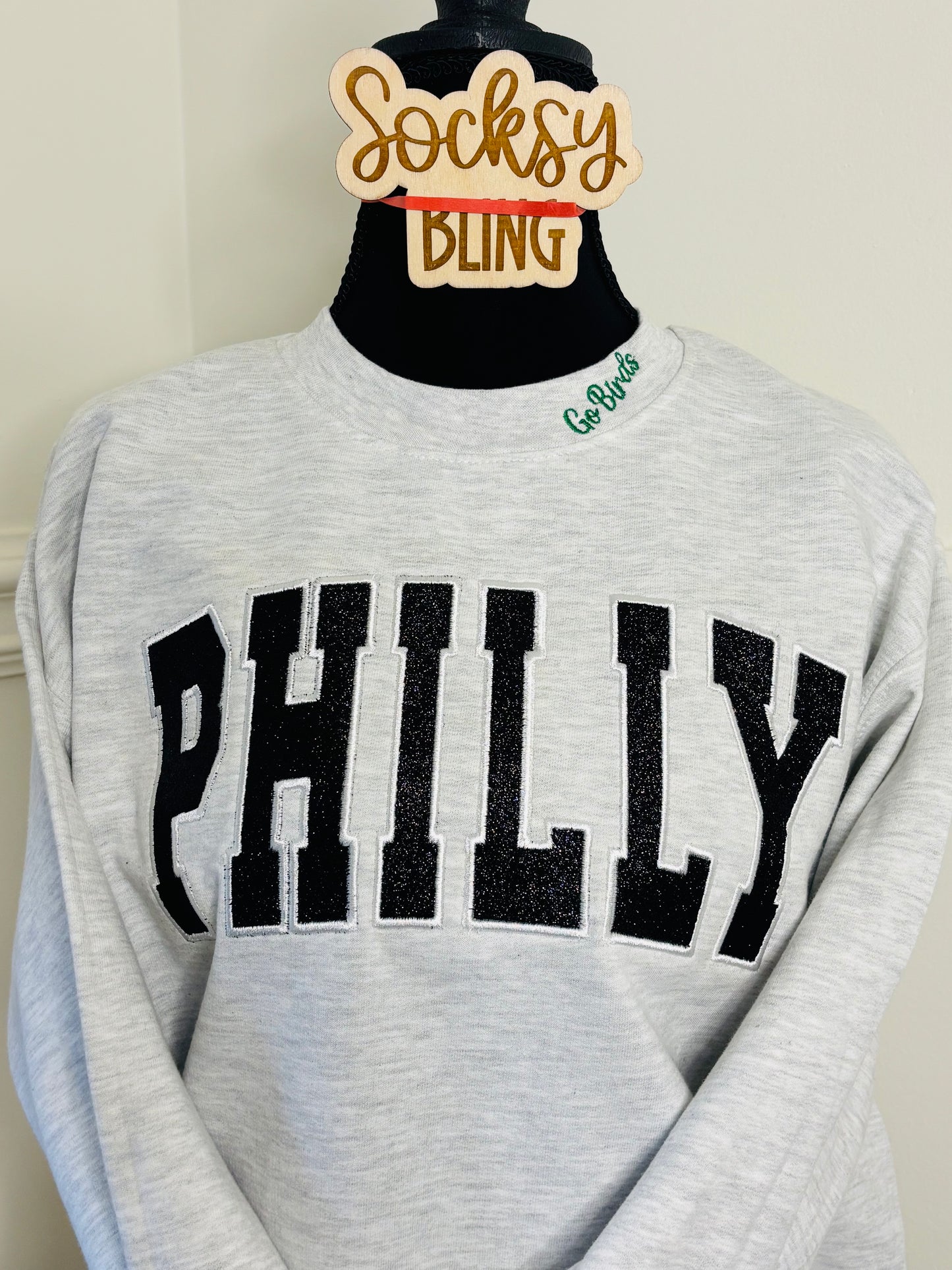 Embroidered Glitter Philly Sweatshirt