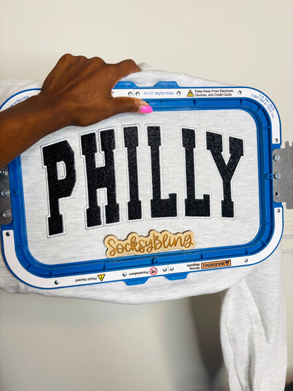 Embroidered Glitter Philly Sweatshirt