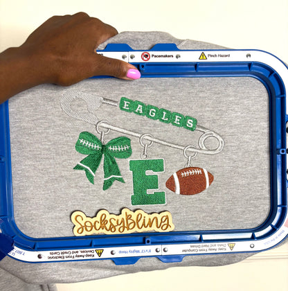 Embroidered Safety Pin Charm Sweatshirt