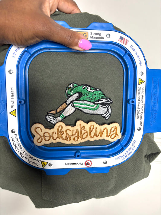 Custom Embroidered Football Pocket Shirt| Pocket Tee with Hurdle Graphic