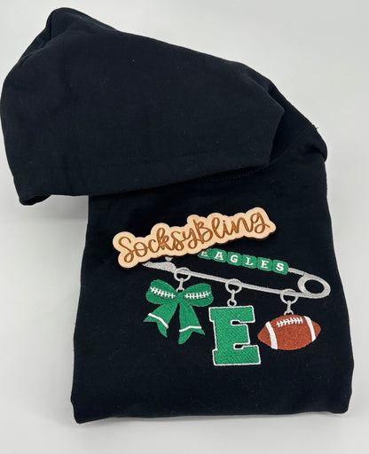 Embroidered Safety Pin Charm Hoodie
