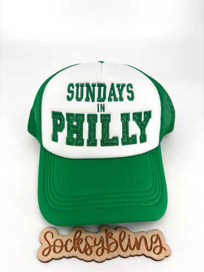 Sundays In Philly Glitter Trucker Hat
