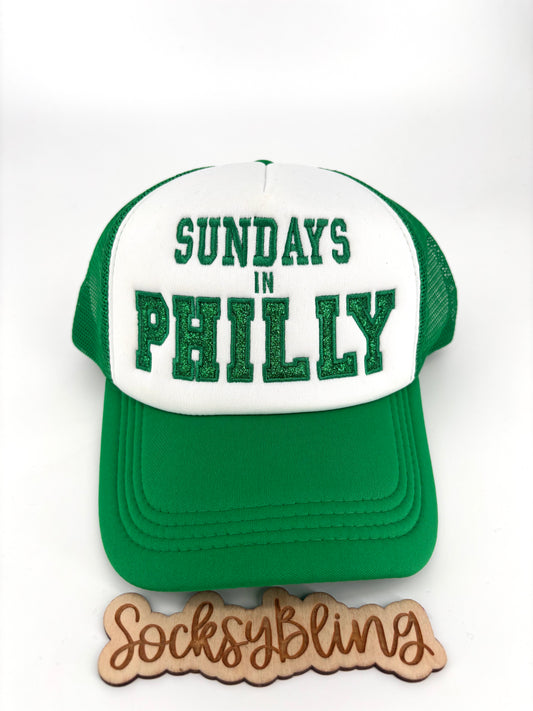 Sundays In Philly Glitter Trucker Hat