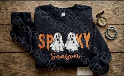 Spooky Season Ghost Embroidered Crewneck| Glow In The Dark