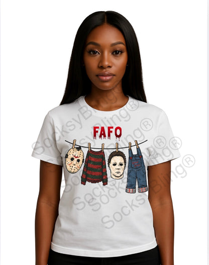 Horror Movie Laundry Line - "FAFO" Graphic Shirt