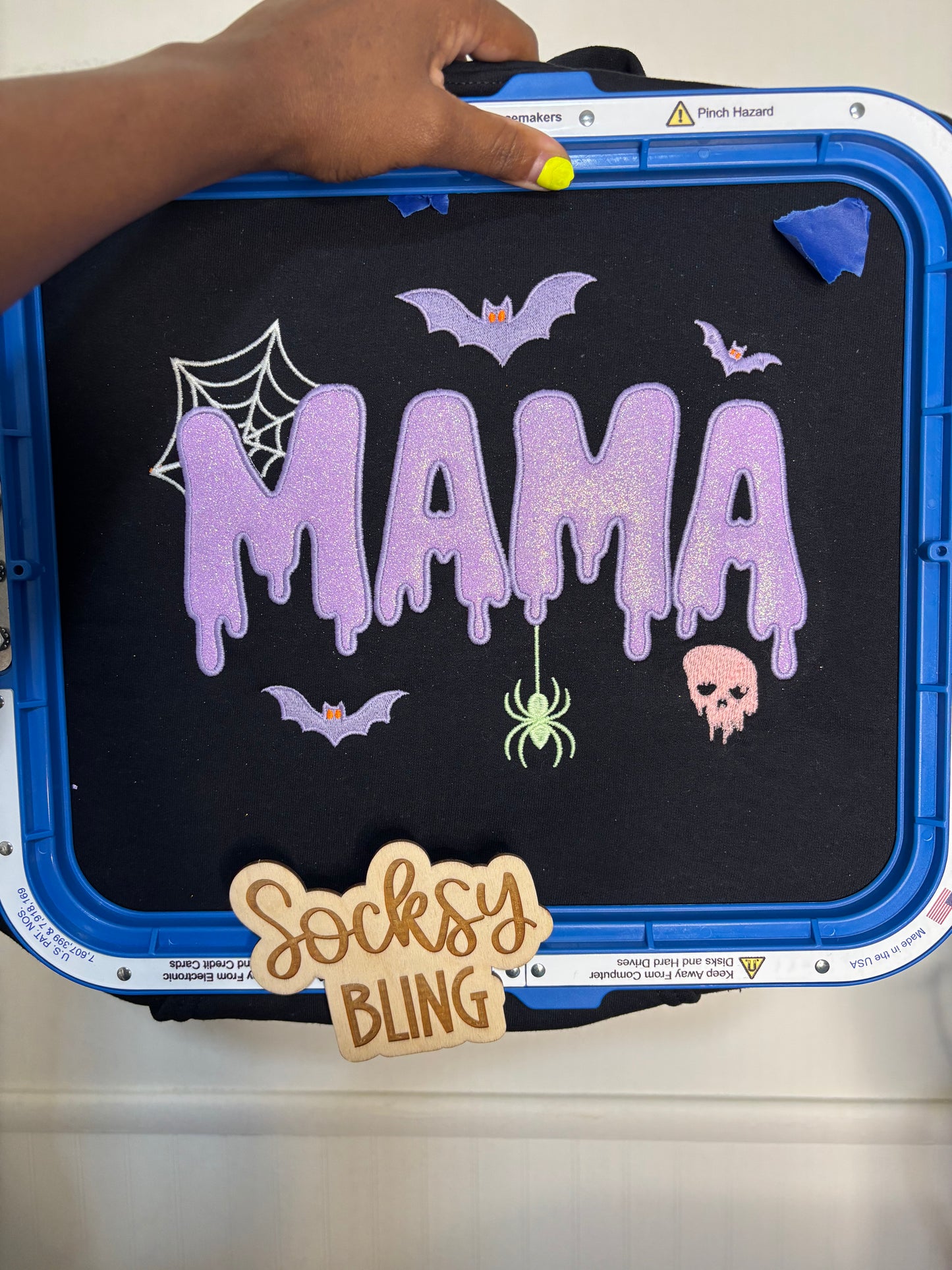 Glow-in-the-Dark Glitter "MAMA" Spooky Season Hoodie