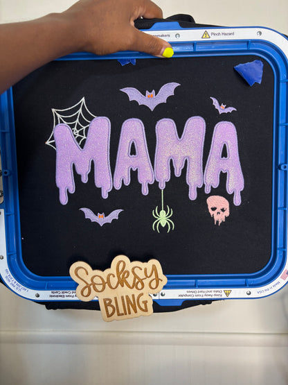 Glow-in-the-Dark Glitter "MAMA" Spooky Season Hoodie