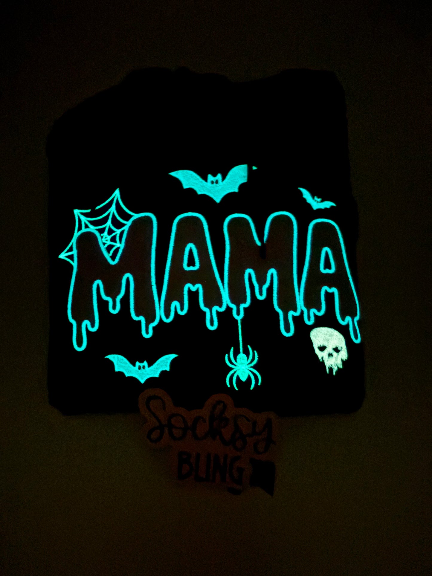 Glow-in-the-Dark Glitter "MAMA" Spooky Season Hoodie