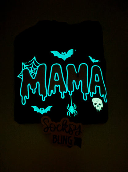 Glow-in-the-Dark Glitter "MAMA" Spooky Season Hoodie