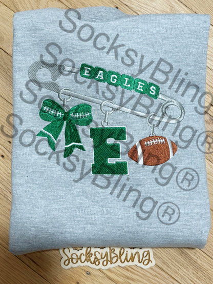 Embroidered Safety Pin Charm Sweatshirt