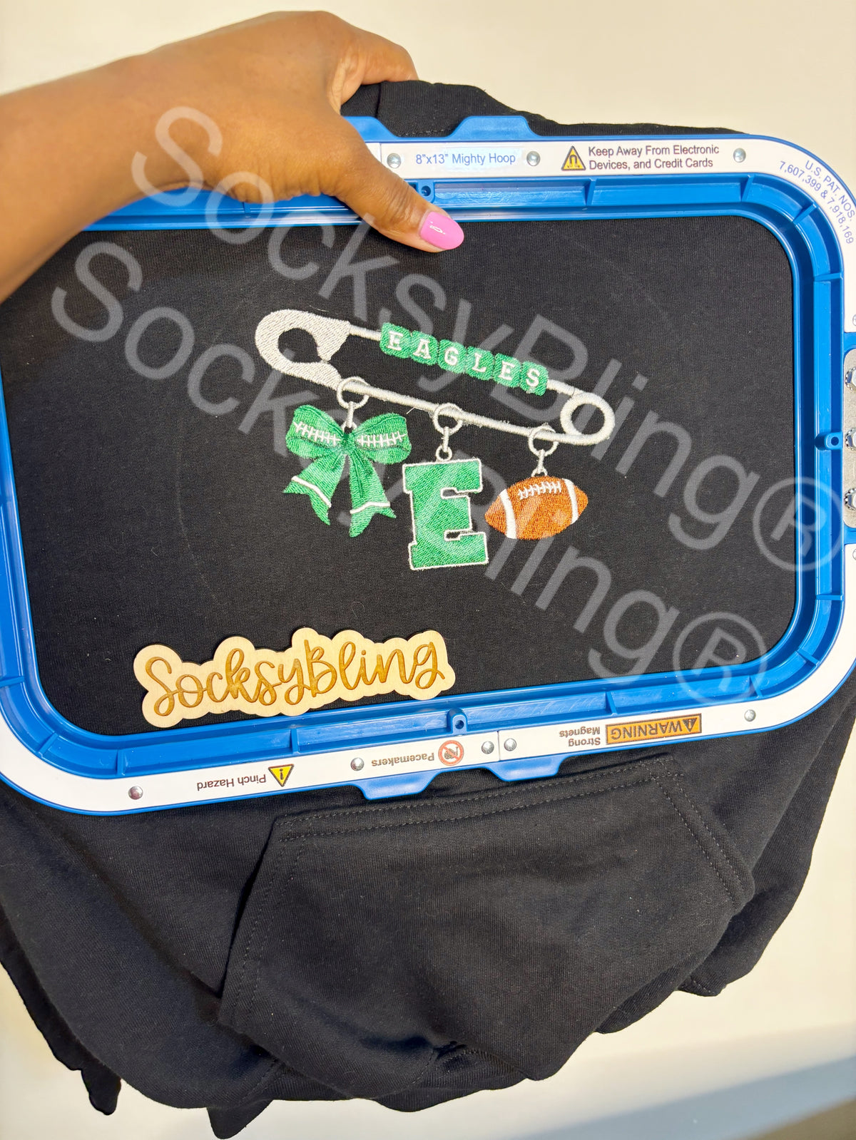 Embroidered Safety Pin Charm Hoodie