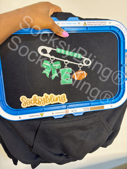 Embroidered Safety Pin Charm Hoodie
