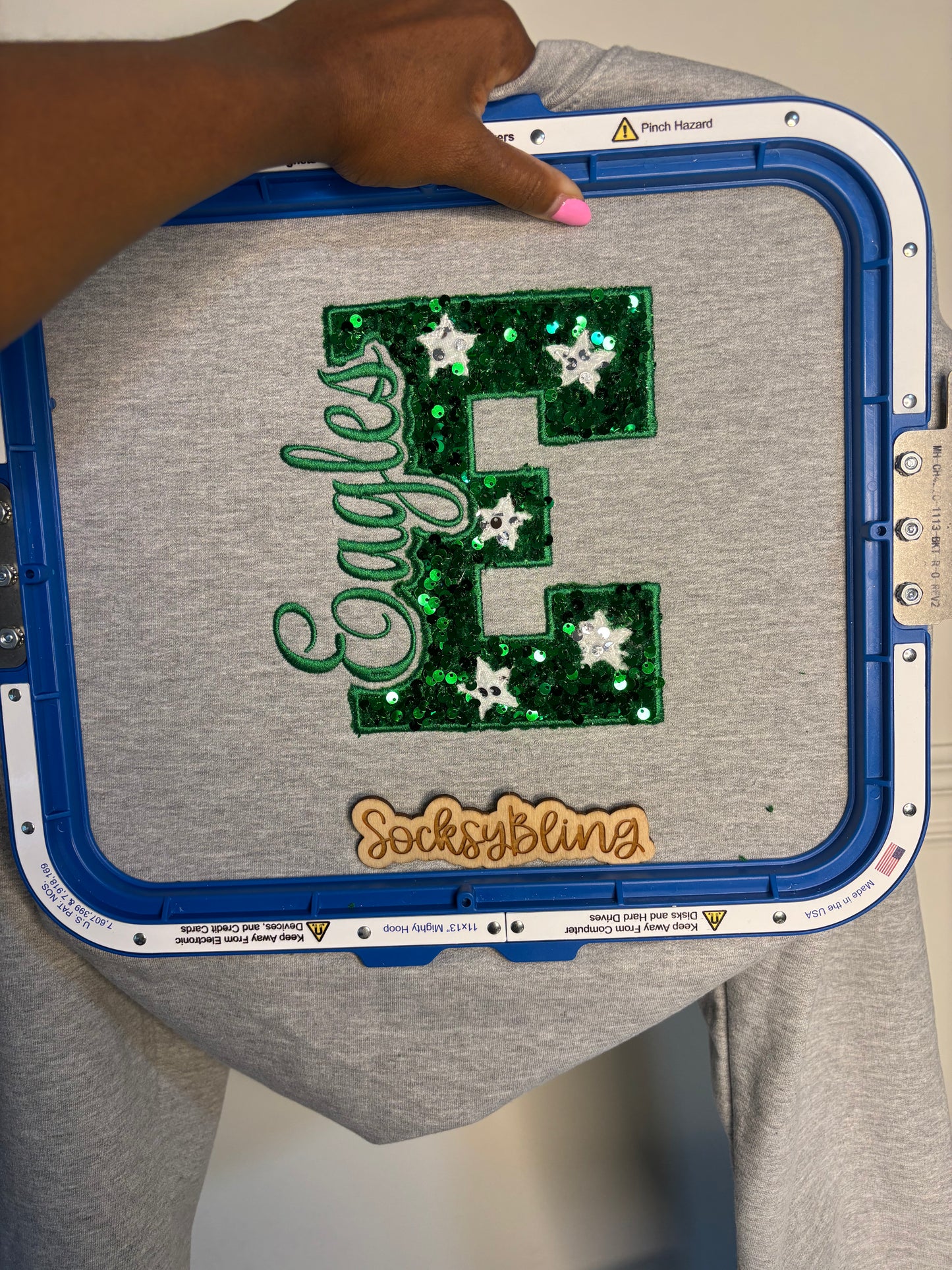 Custom Eagles Sequin Stars Appliqué Sweatshirt