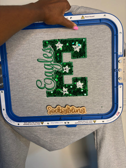 Custom Eagles Sequin Stars Appliqué Sweatshirt