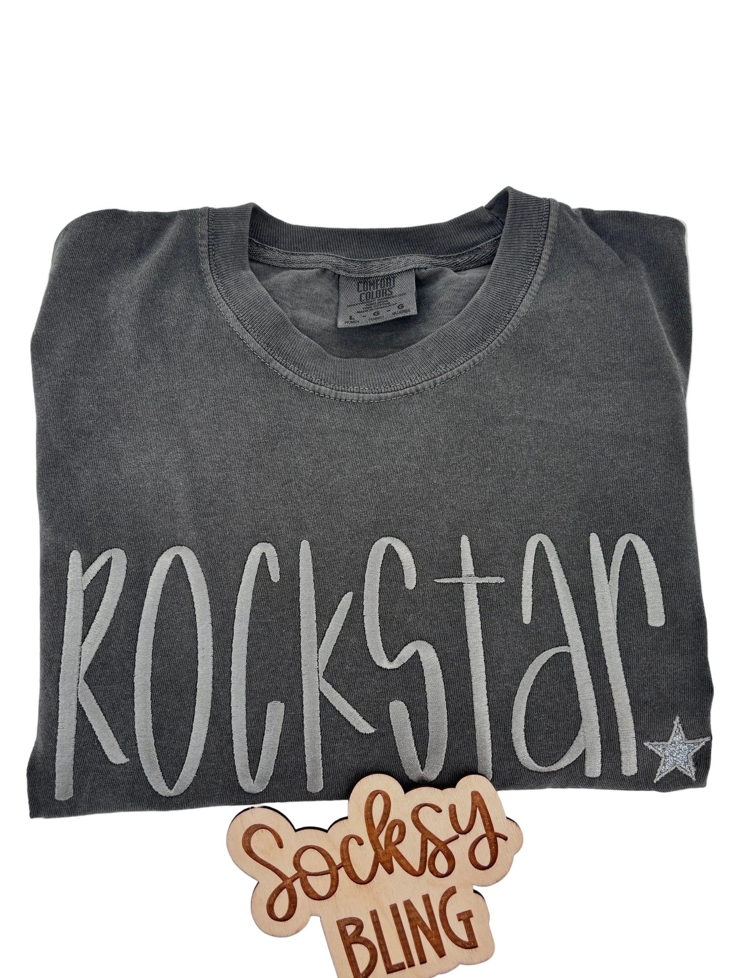 Embroidered Rockstar Boxy Crop Top | Comfort Colors| Rocker Shirt