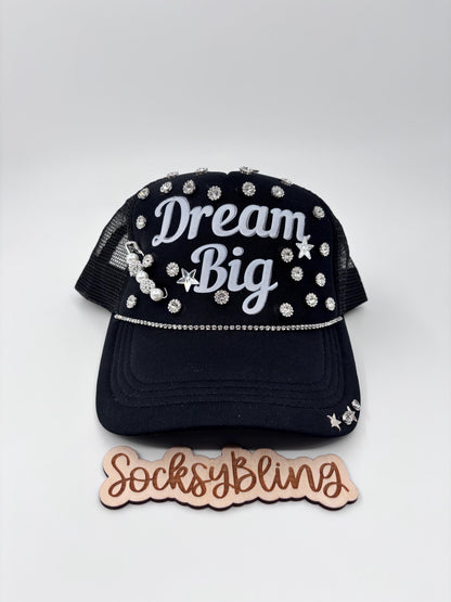 Dream Big Bling Trucker Hat – Rhinestone Streetwear Cap -Motivational Hat- Junk Hat-Positive Vibes