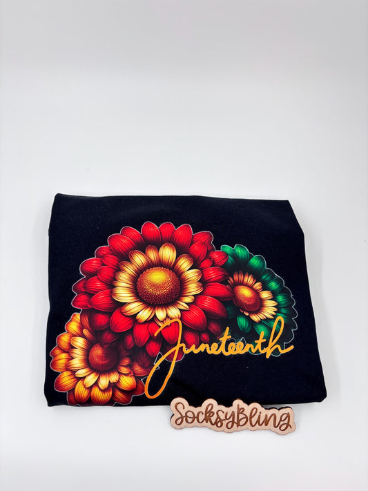 Juneteenth Daisy Shirt| Black Independence Tee| Black Freedom Shirt