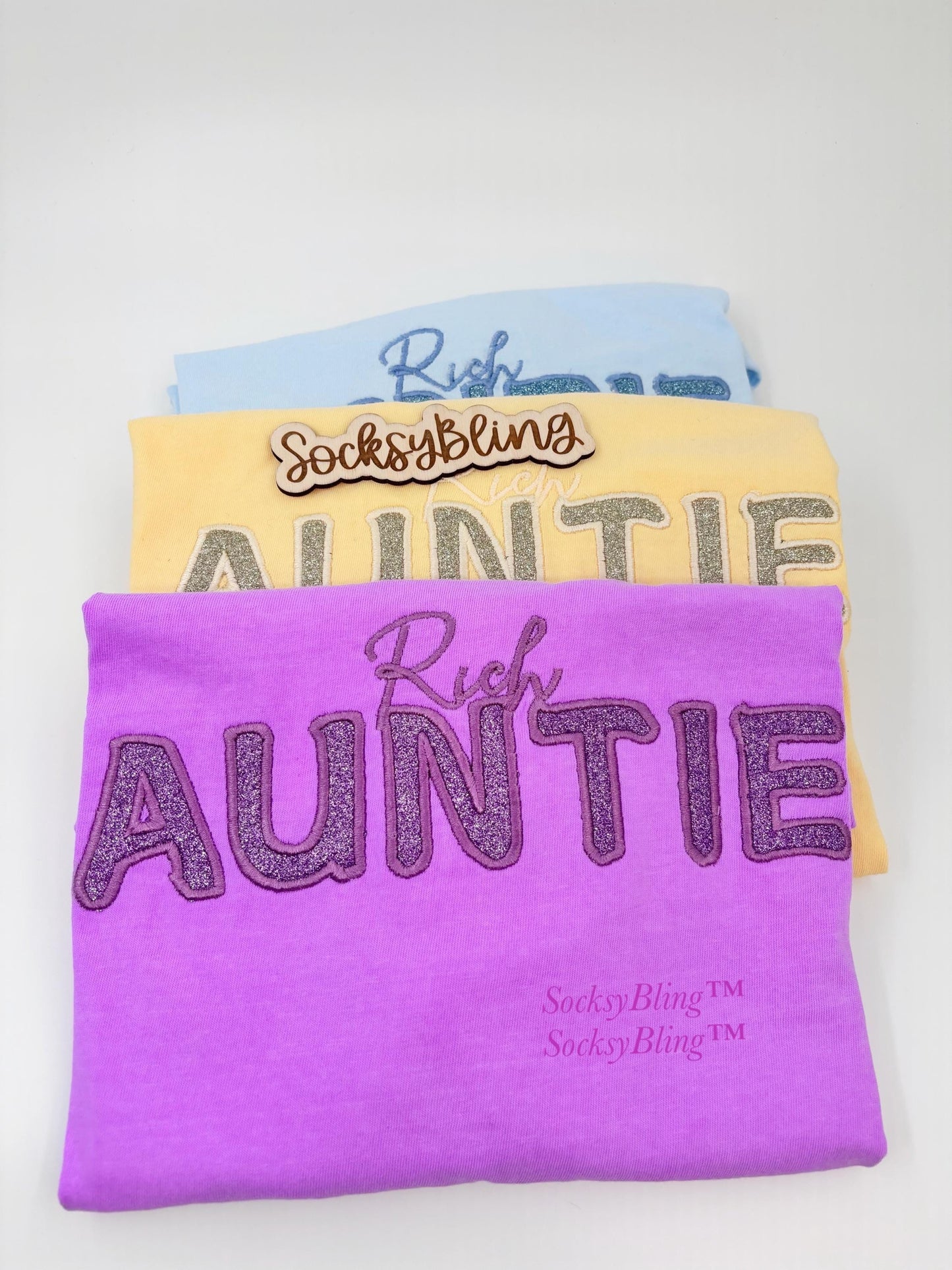 Rich Auntie Shirt – Embroidered Glitter Tee | Bougie Soft Glam Vibes