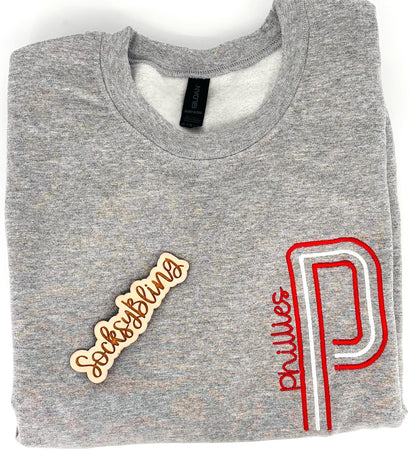 Philly Embroidered Oversized P Sweatshirt| Philly Sports Philadelphia Fan Gift