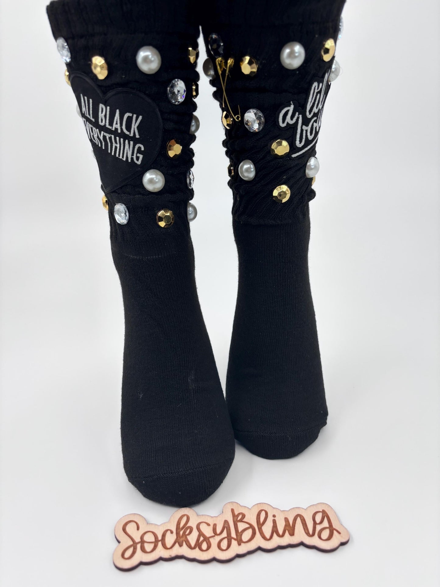 Black Embellished Black Socks| Glam Socks| Junks Socks