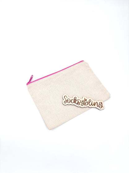 Bougie Essentials Zipper Pouch – Pink Zipper Makeup Bag| Glam Cosmetic Bag |Travel Toiletry Pouch