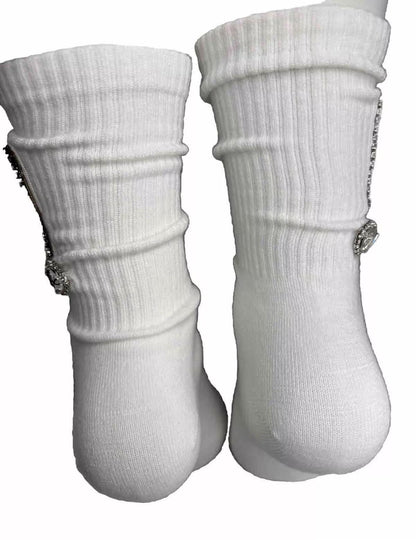 Multicolor Strip M Initial Bling Socks 6-10