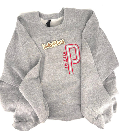 Philly Embroidered Oversized P Sweatshirt| Philly Sports Philadelphia Fan Gift