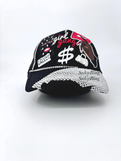 Rhinestone Brim Trucker Hat, Girl Gang Patches, Blinged-Out Glam