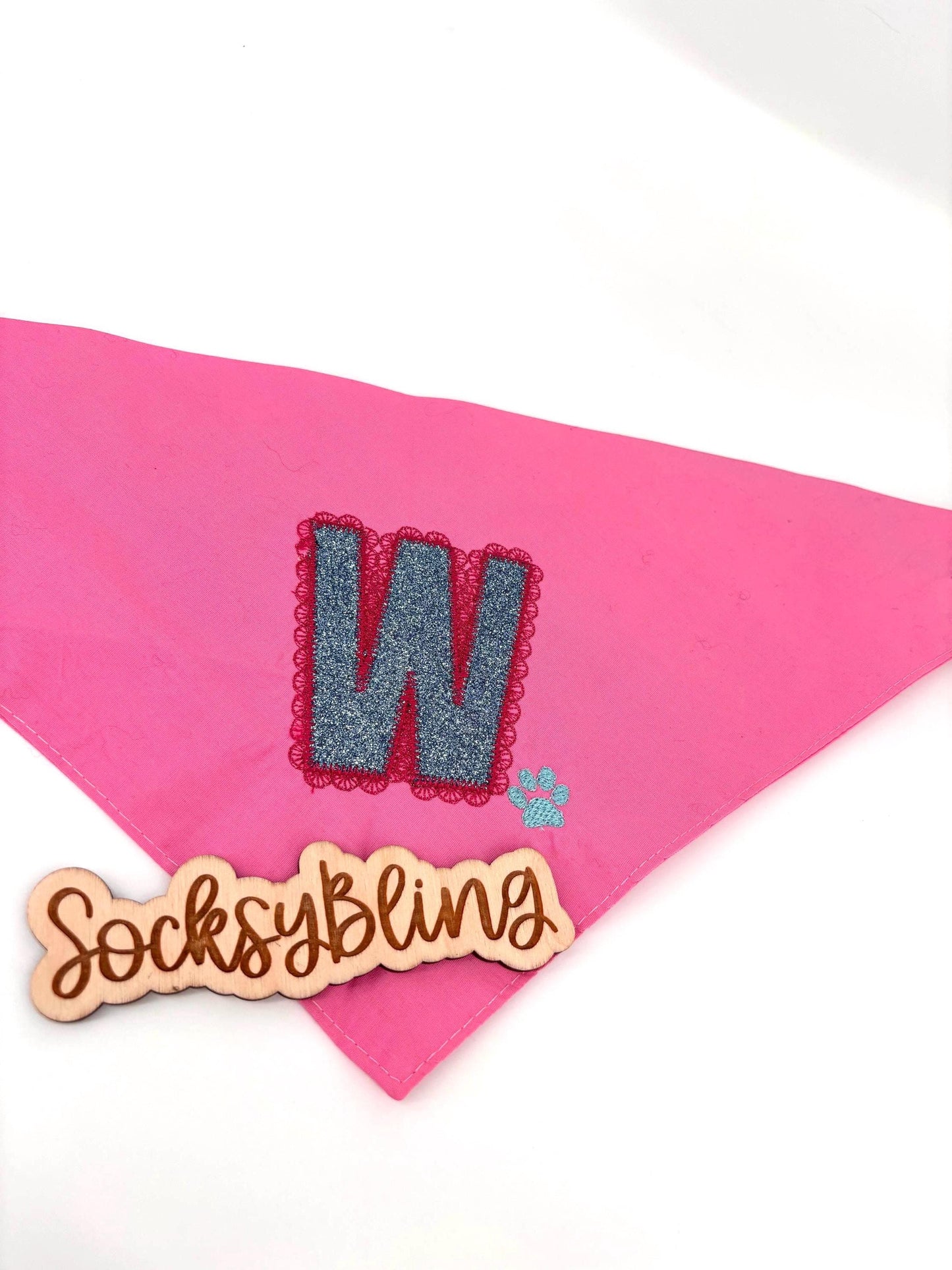 Custom Dog Glitter  Initial Bandana (PRE-ORDER | Personalized Pet Bandana | Embroidered Letter Dog Scarf Embroidered Initial Dog Bandana