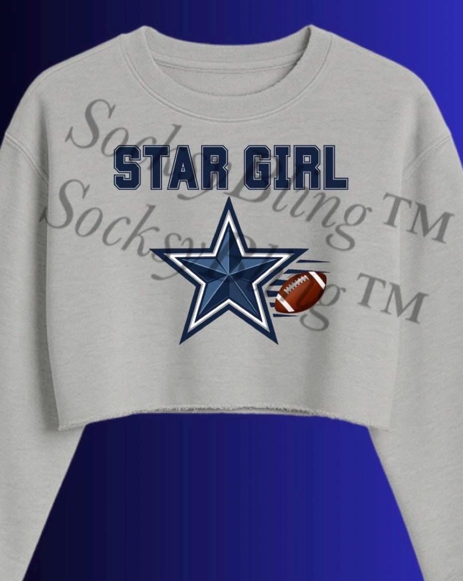 Star Girl Cropped Sweatshirt | Blue & Silver Inspired | Women’s Game Day Crop | Raw Hem Streetwear Sweatshirt