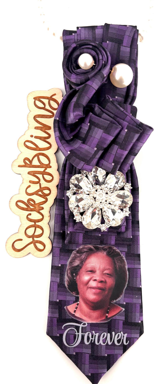 Memorial Tie – Pre-Knotted Photo Keepsake | In Loving Memory Tie | Custom Remembrance Necktie| Necklace