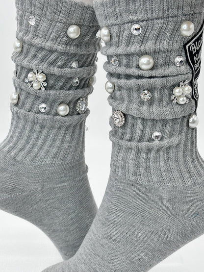 Sassy AF Bling Pearl Socks| Junks Socks Patch | Statement Girl Socks | Streetwear Dri