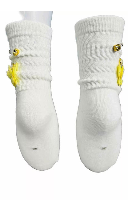 Girls Sequin Butterfly Socks | Handmade Beaded Toddler Socks (4T-6 Years)