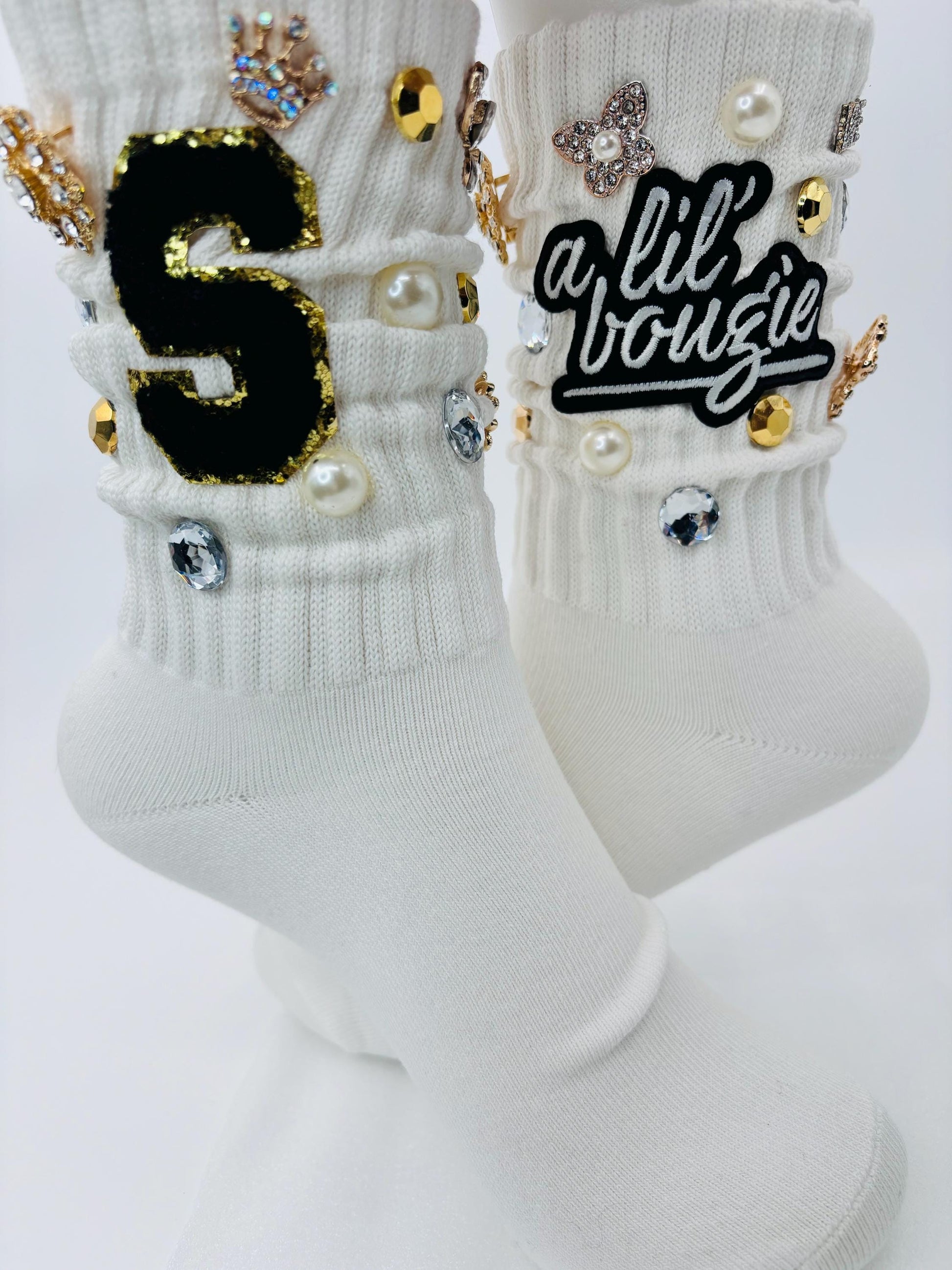 Personalized Initial Bling Socks| Bougie Junk Socks| Custom Junk socks