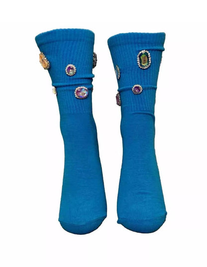 Unicorn Rhinestone Blue Socks, Gems, Rhinestones, Bling