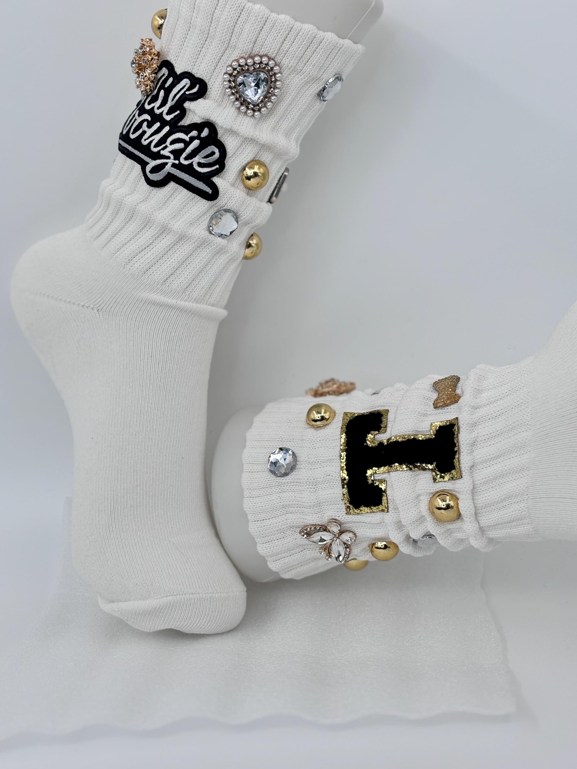 Personalized Initial Bling Socks| Bougie Junk Socks| Custom Junk socks