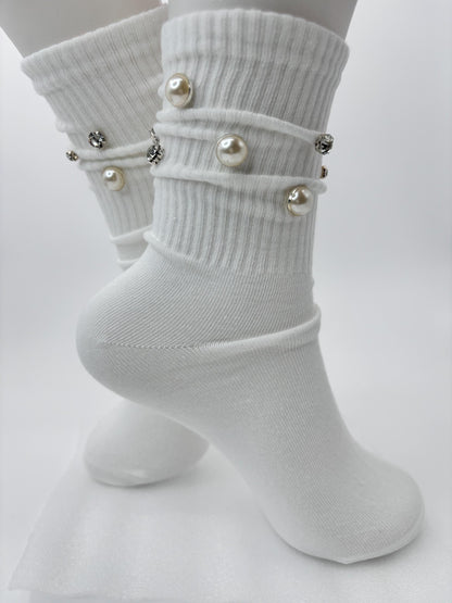 Pearl Y Initial Hand-Sewn Socks (6-10)| Bling Socks