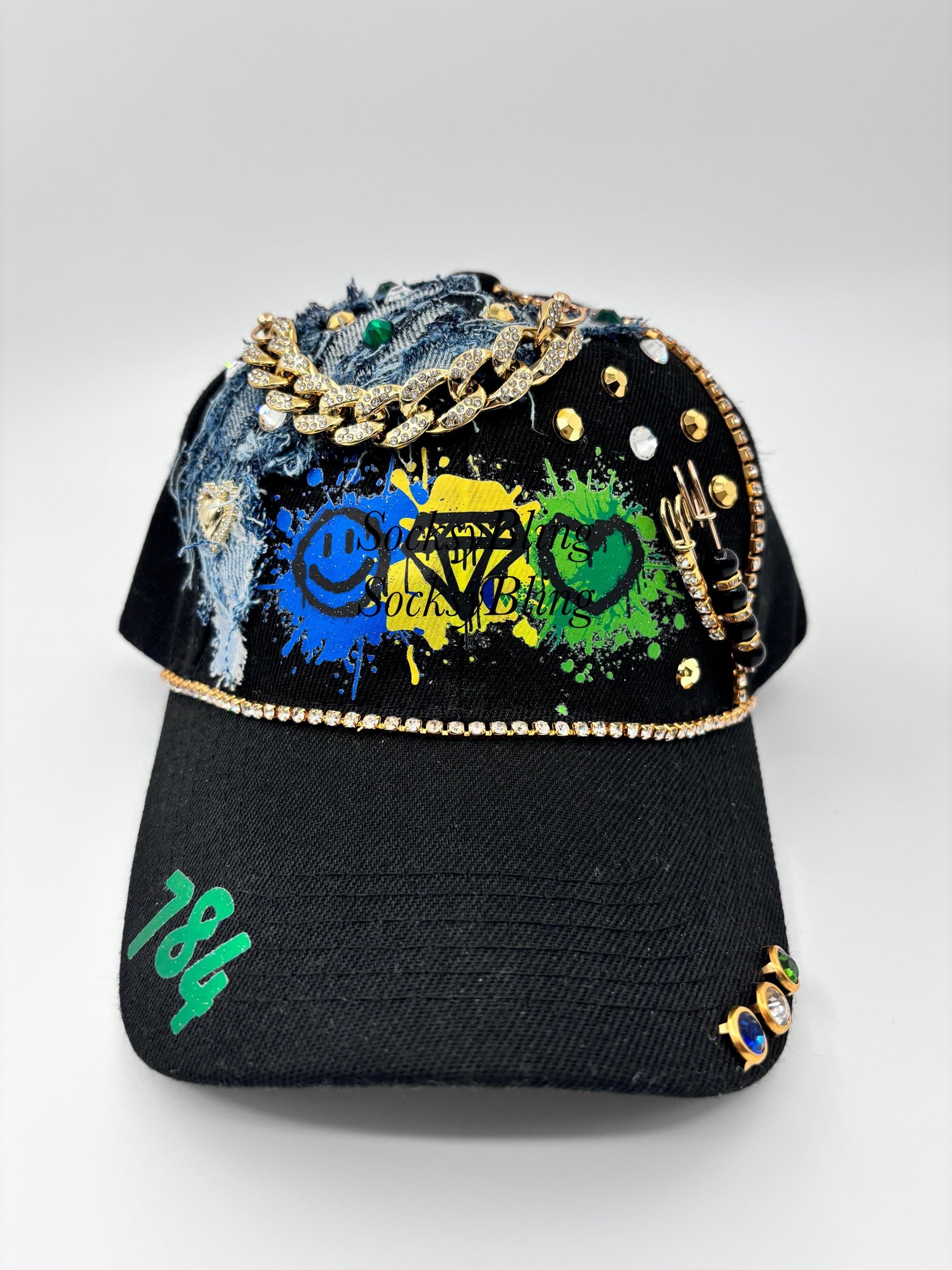 St. Vincent Rhinestone Baseball Cap, Island Bling Hat