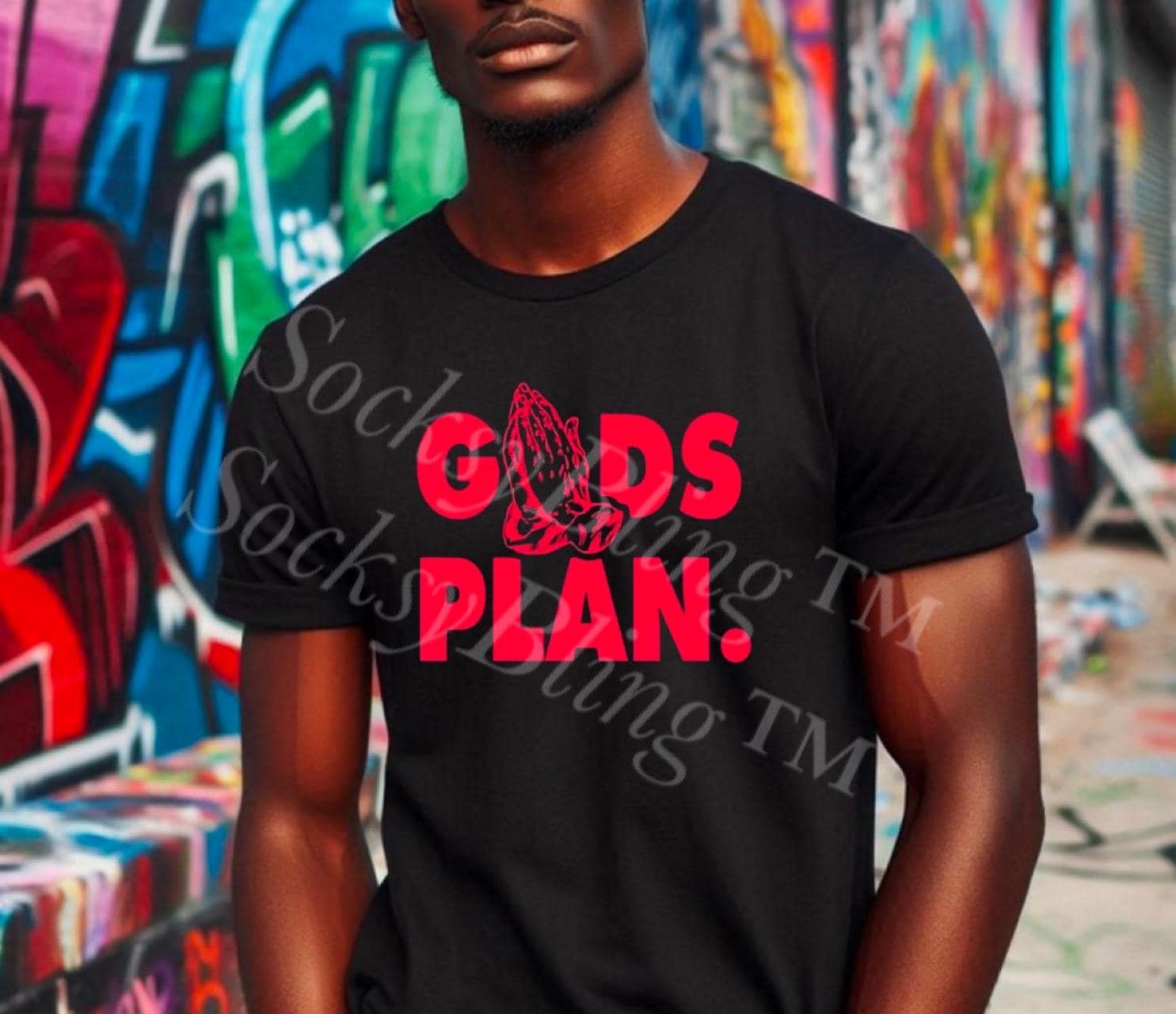 GOD’S PLAN. Bold Christian Streetwear Shirt – Faith Tee with Praying Hands – Urban Christian Fashion – Spiritual Gift Top
