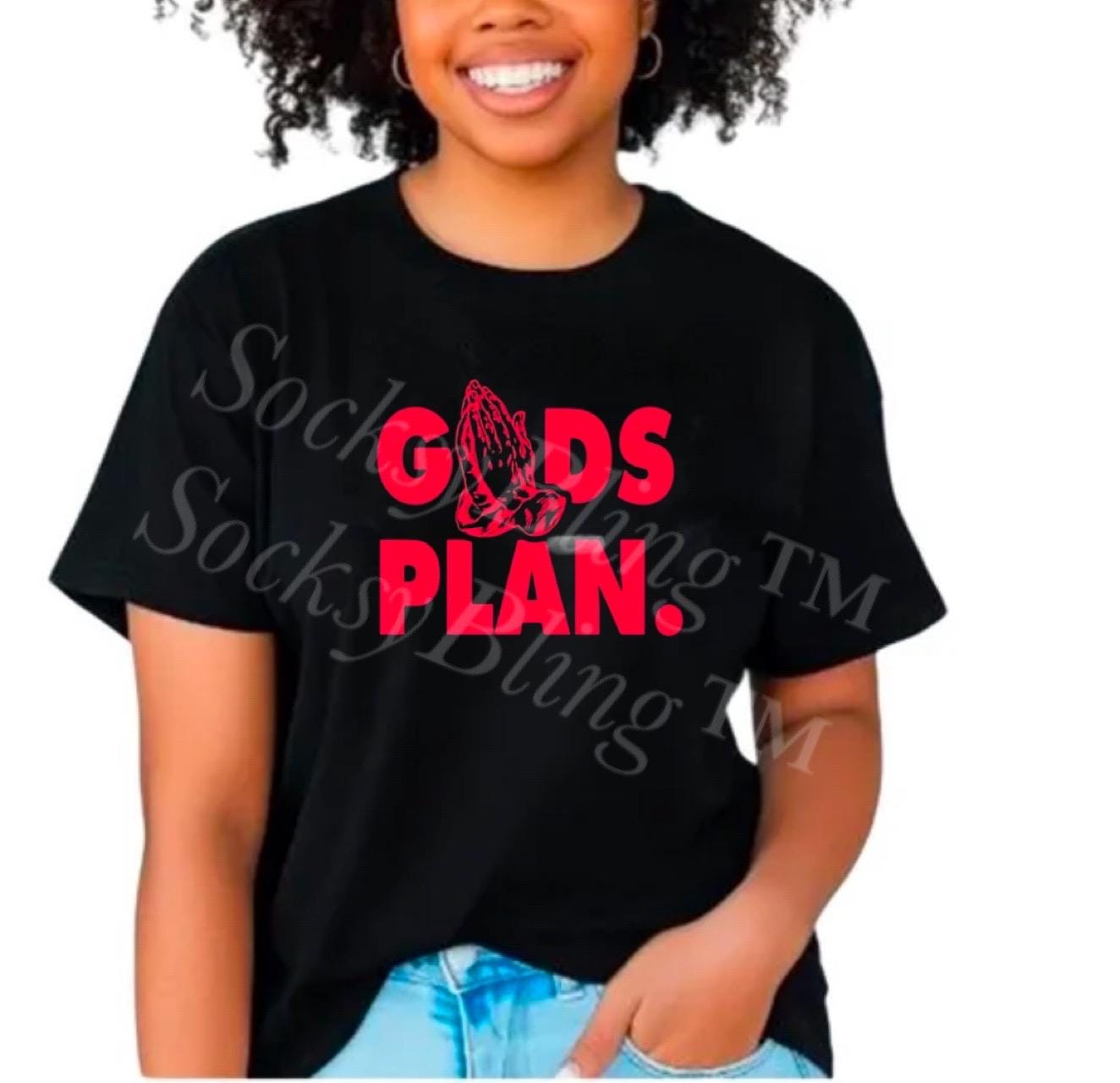 GOD’S PLAN. Bold Christian Streetwear Shirt – Faith Tee with Praying Hands – Urban Christian Fashion – Spiritual Gift Top
