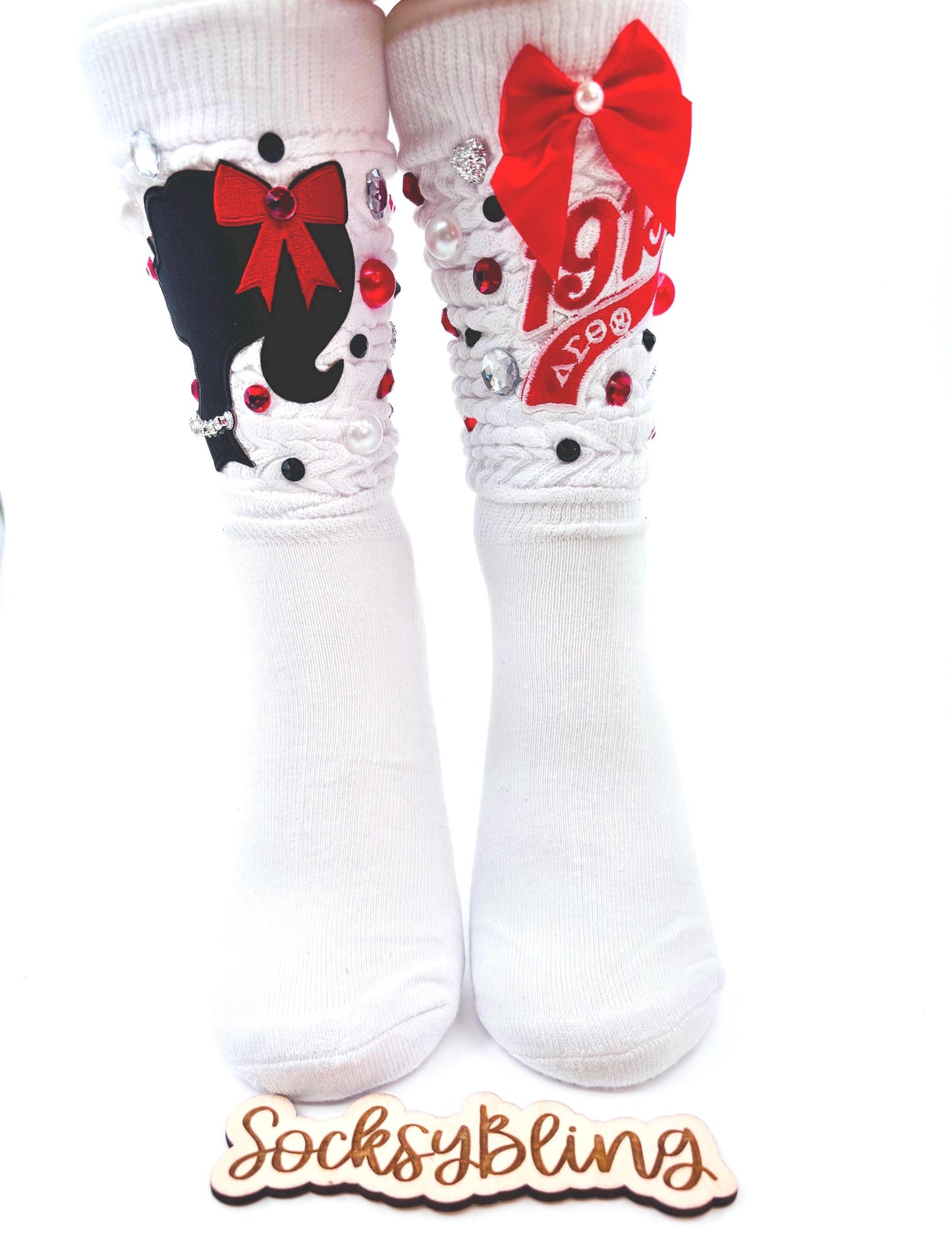 Sorority Junk Socks| Red and Black Socks| Glam Socks