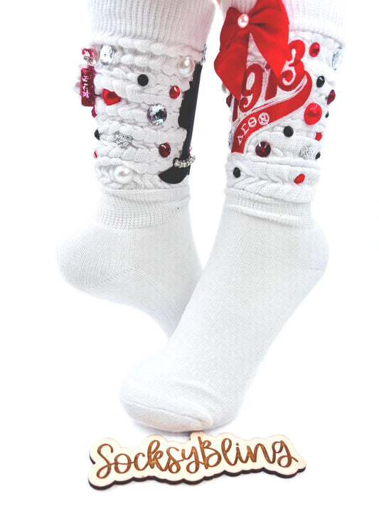 Sorority Junk Socks| Red and Black Socks| Glam Socks