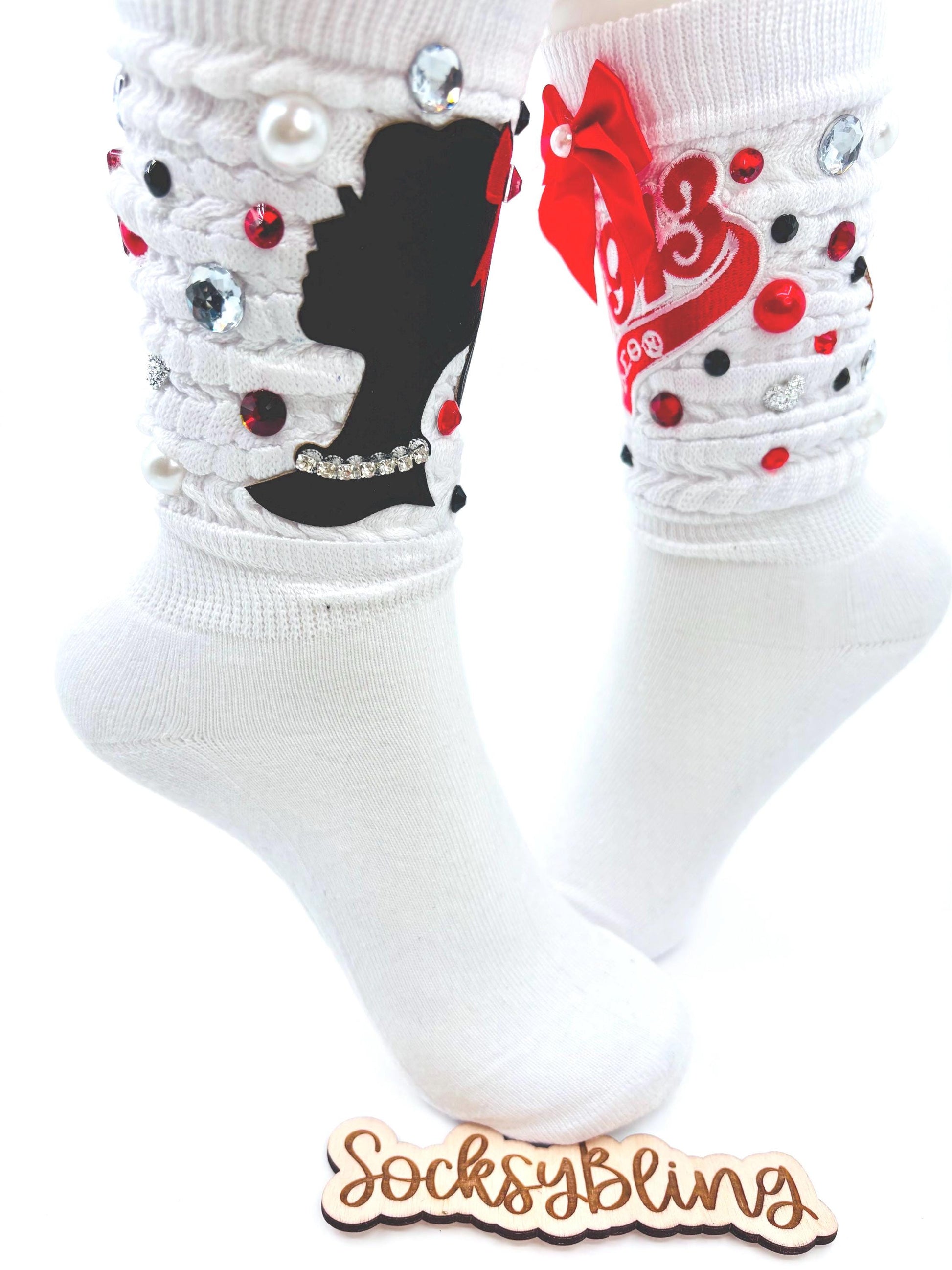 Sorority Junk Socks| Red and Black Socks| Glam Socks