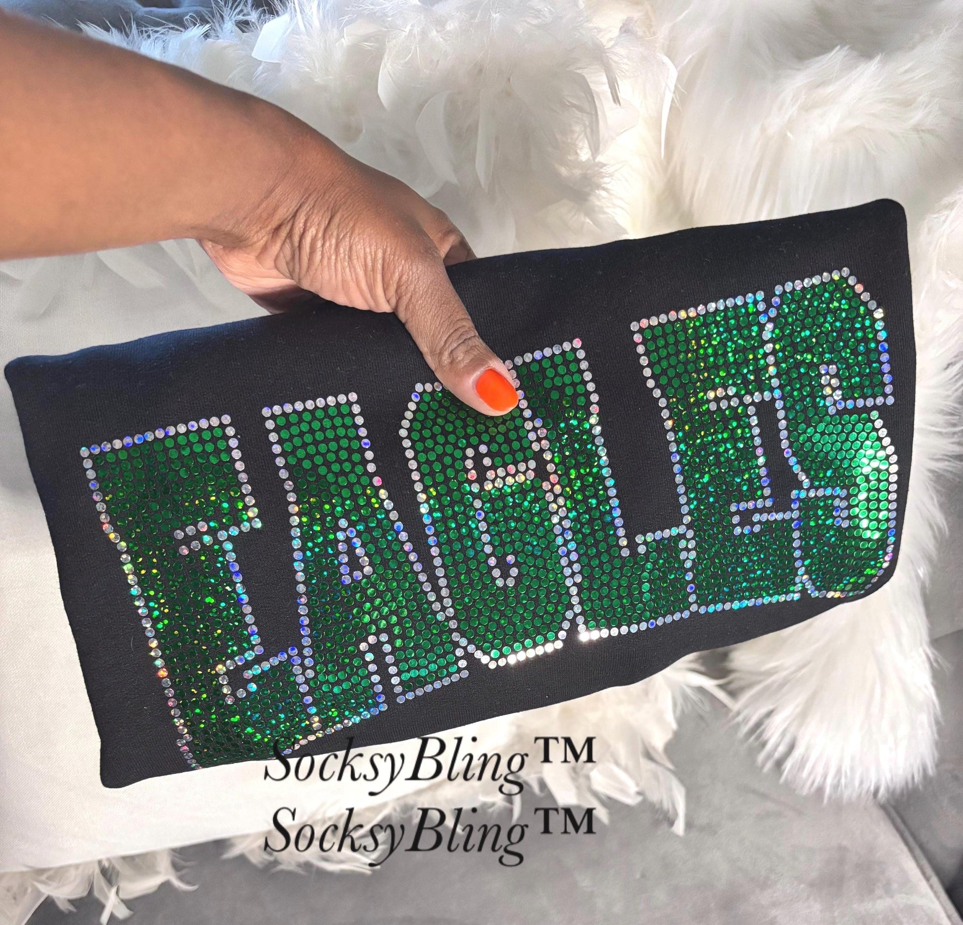 Cropped Bling Game Day Sweatshirt | Birds Bling Top | Football Outfit for Her | Sparkly Sports Fan Sweatshirt | Game Day Gift