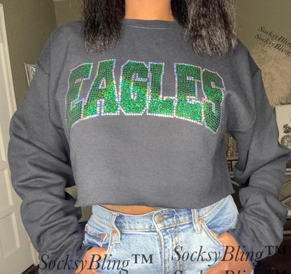 Cropped Bling Game Day Sweatshirt | Birds Bling Top | Football Outfit for Her | Sparkly Sports Fan Sweatshirt | Game Day Gift