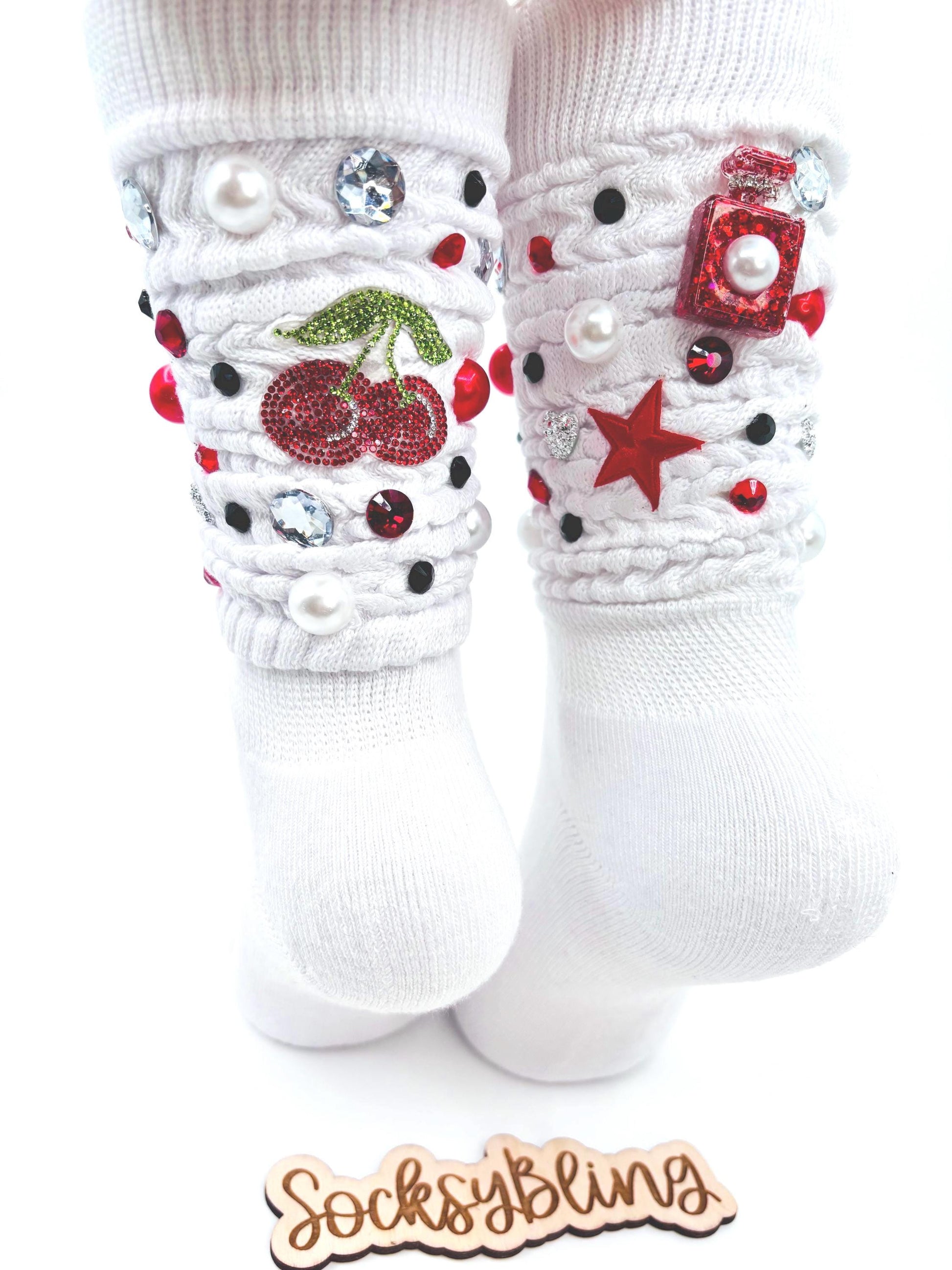 Sorority Junk Socks| Red and Black Socks| Glam Socks